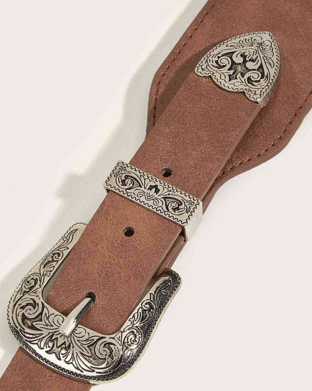 Double Buckle PU Leather Belt
