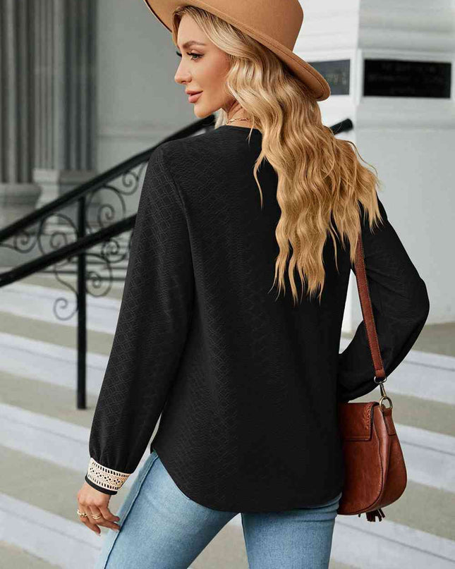 V-Neck Long Sleeve Blouse