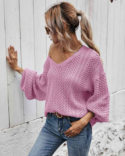 V-Neck Dropped Shoulder Sweater