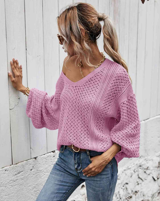 V-Neck Dropped Shoulder Sweater
