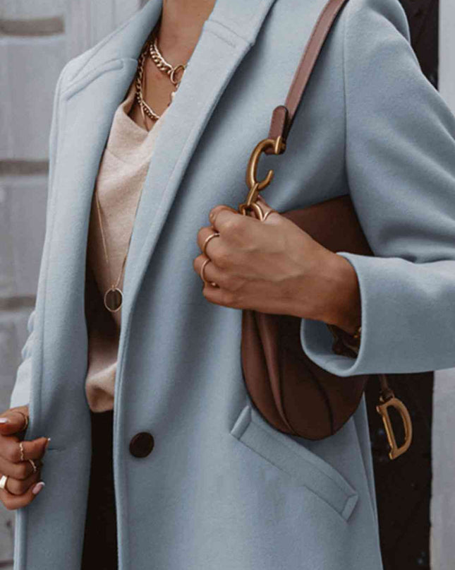Long Sleeve Longline Coat with Pockets