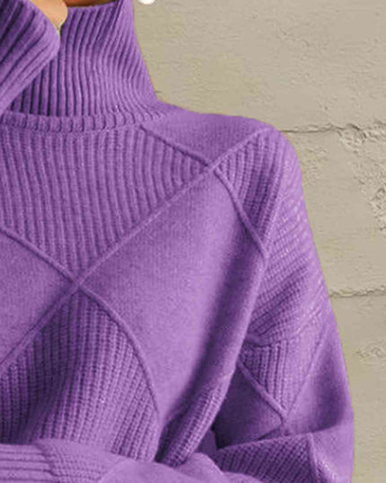 Geometric Turtleneck Long Sleeve Sweater