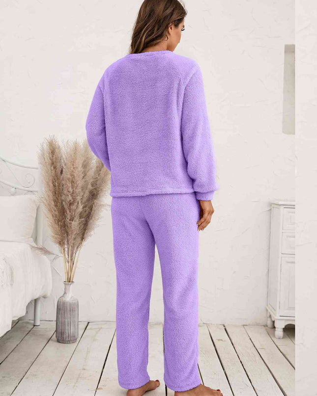 Teddy Long Sleeve Top and Pants Lounge Set