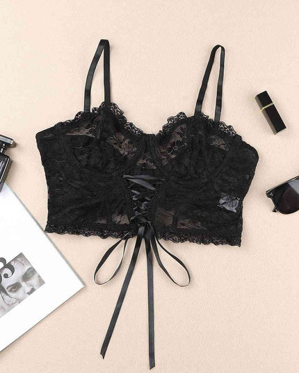 Lace-Up Lace Bralette