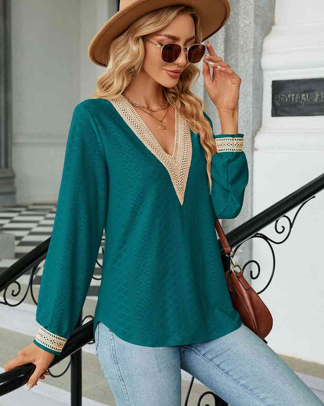 V-Neck Long Sleeve Blouse