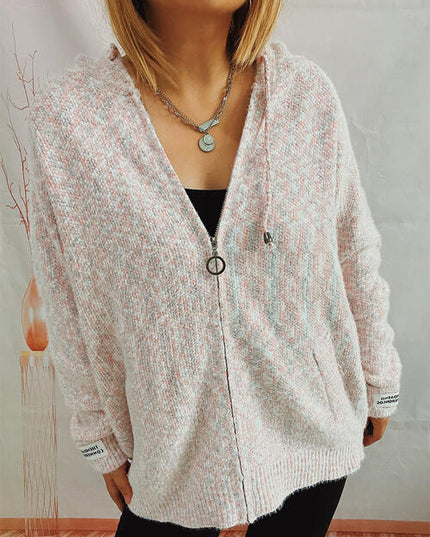 Zip Up Drawstring Long Sleeve Hooded Sweater