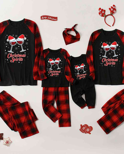 CHRISTMAS SPIRITS Graphic Top and Plaid Pants Set
