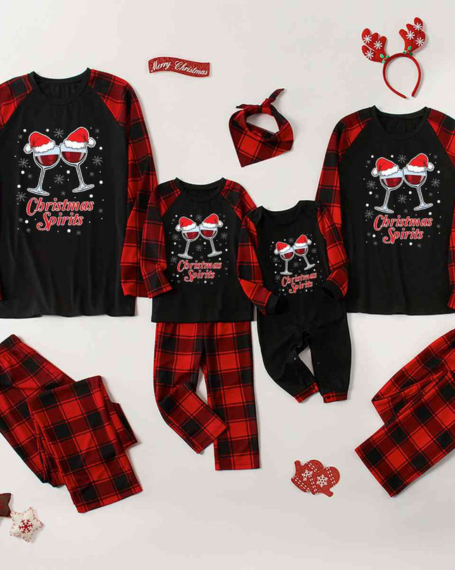 CHRISTMAS SPIRITS Graphic Top and Plaid Pants Set