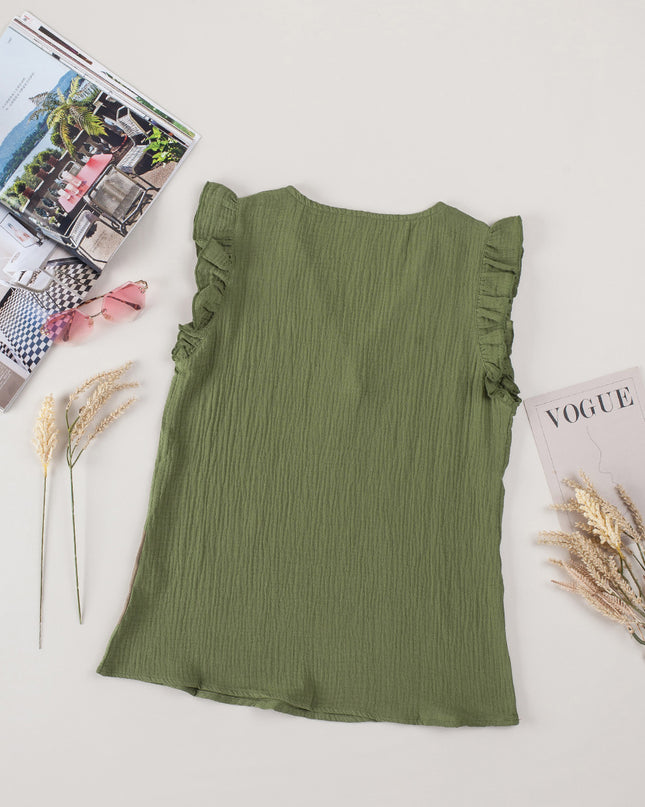Ruffle Shoulder V-Neck Top