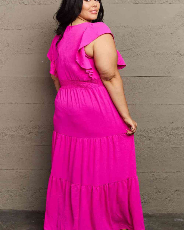 GeeGee Fancy Fizz Plus Size Tiered Side Slit Maxi Dress