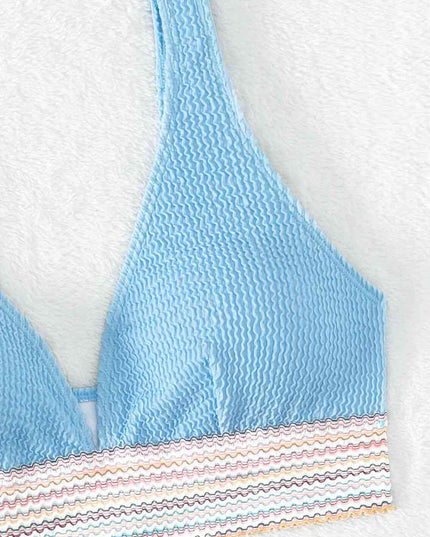 Contrast Textured High Cut Swim Set