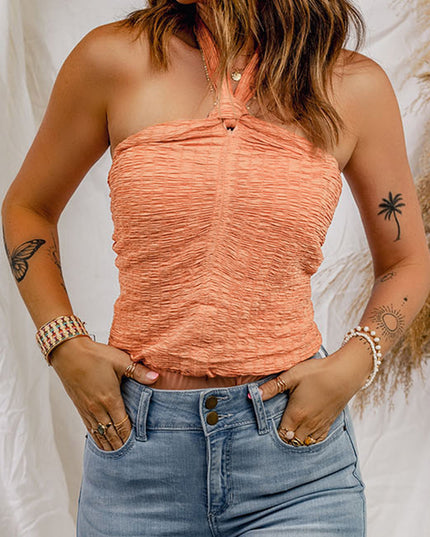 Smocked Halter Neck Top