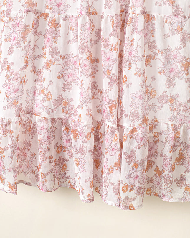 Floral Tassel Tie Tiered Dress