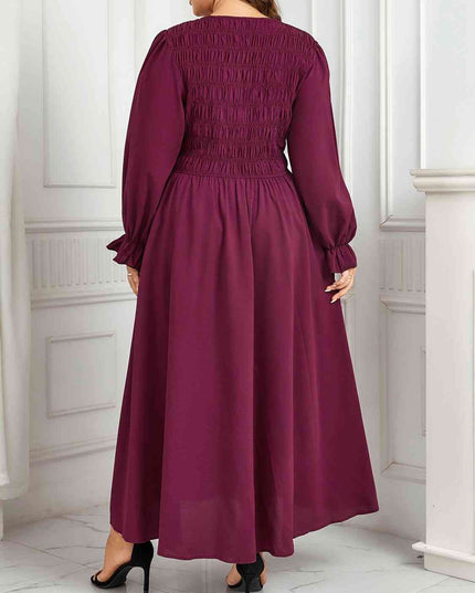 Plus Size Flounce Sleeve Smocked Maxi Dress