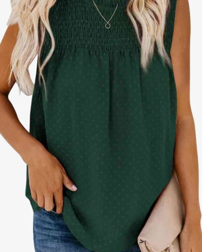 Smocked Tie Back Frill Trim Tank