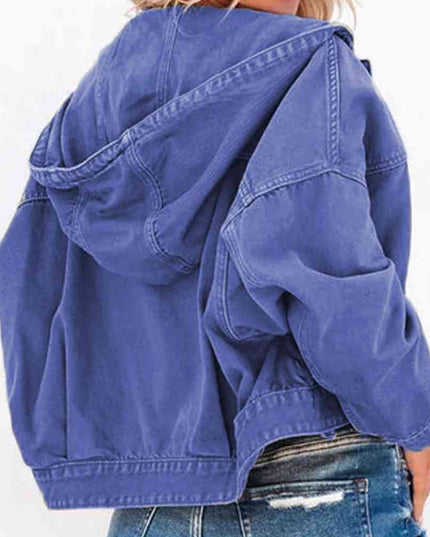 Hooded Dropped Shoulder Denim Jacket