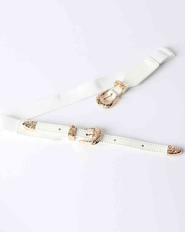 Double Buckle PU Leather Belt