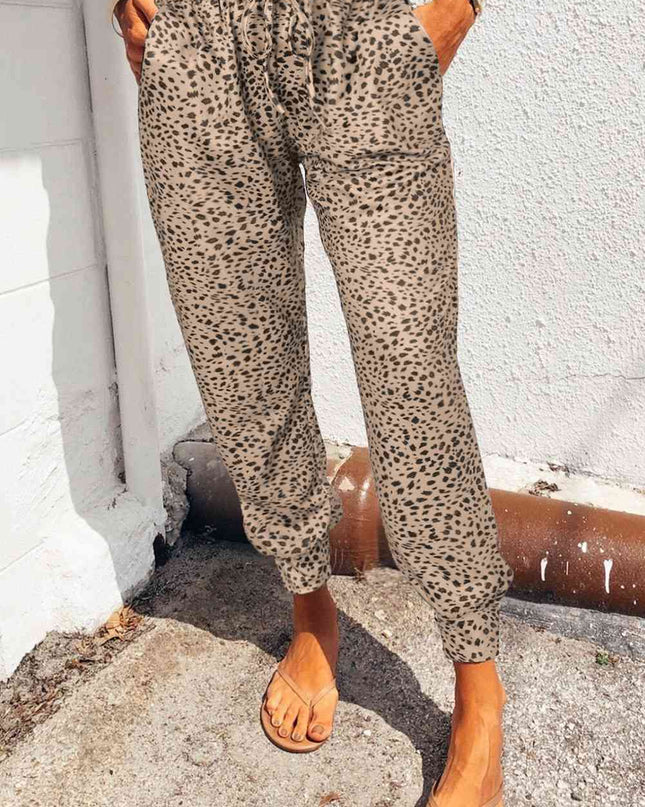 Leopard Pocketed Long Pants