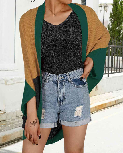 Color Block Open Front Cardigan
