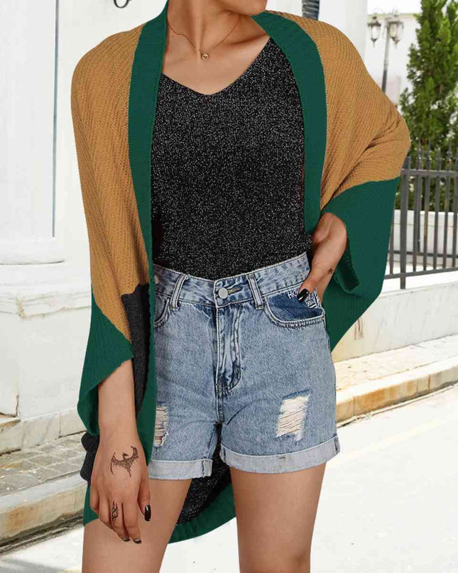 Color Block Open Front Cardigan