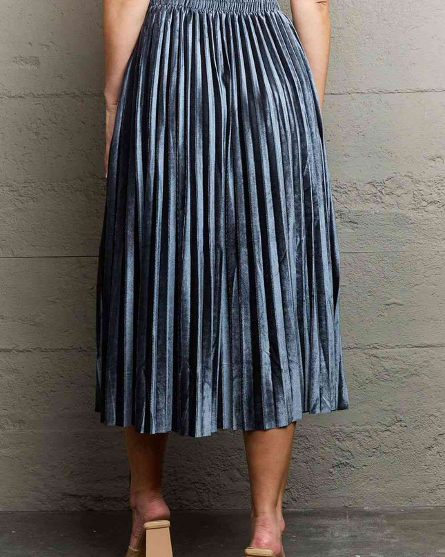 Ninexis Accordion Pleated Flowy Midi Skirt