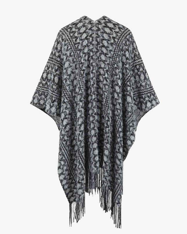 Open Front Fringe Hem Poncho