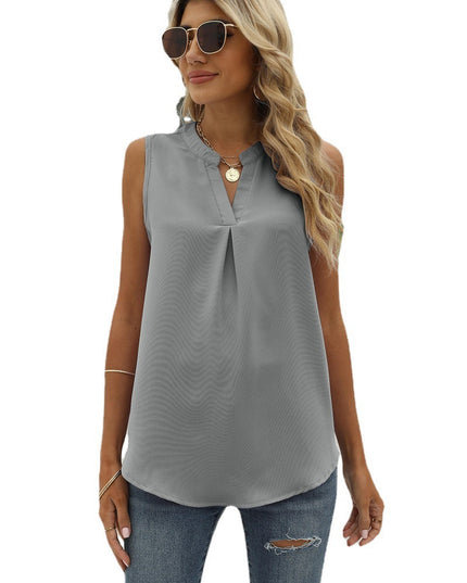 Sleeveless Notched Neck Top
