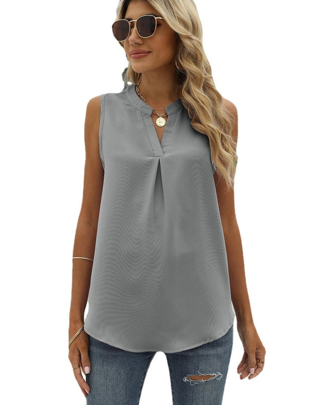 Sleeveless Notched Neck Top