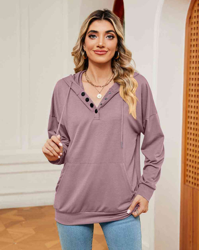 Quarter-Snap Drawstring Hoodie