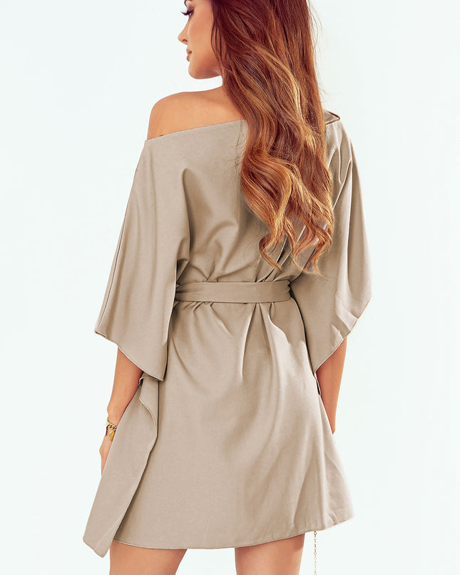 Tie Waist One-Shoulder Mini Dress
