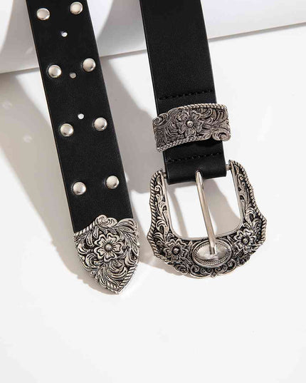 Double Row Studded PU Leather Belt