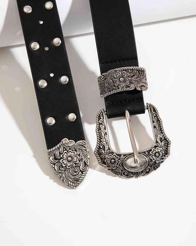 Double Row Studded PU Leather Belt