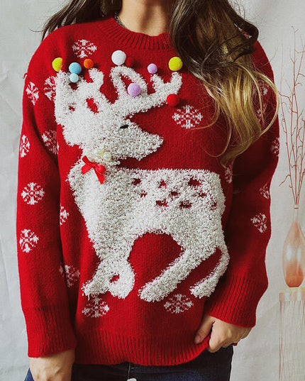 Pearl Detail Round Neck Long Sleeve Sweater