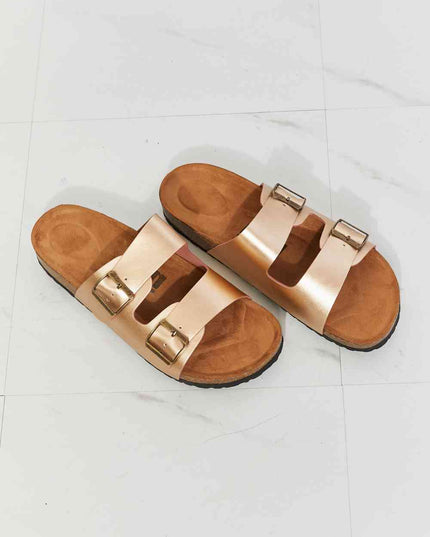 MMShoes Best Life Double-Banded Slide Sandal in Gold