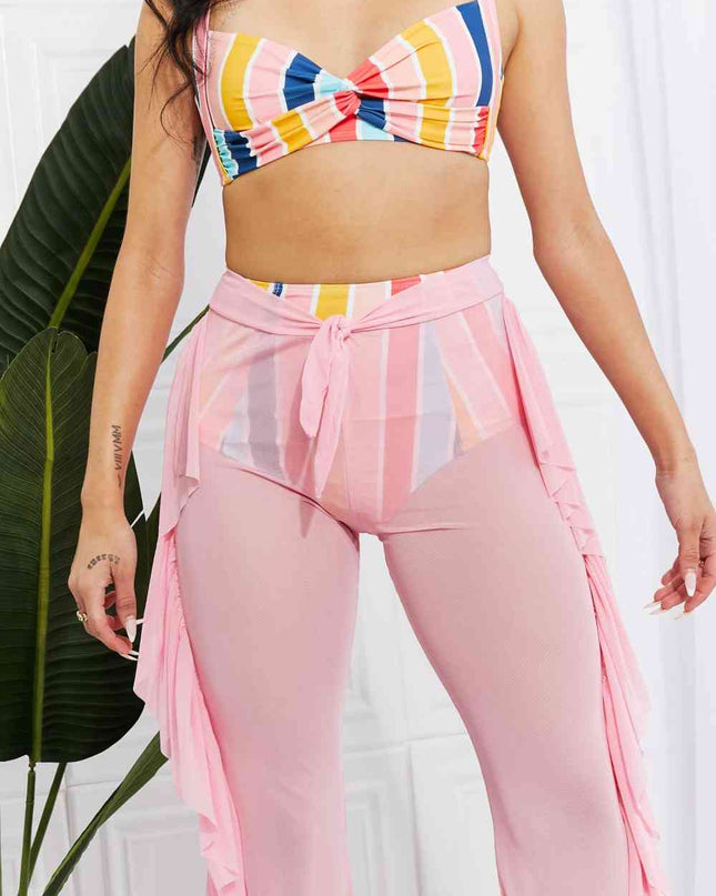 Marina West Swim Take Me To The Beach Mesh Ruffle Cover-Up Pants