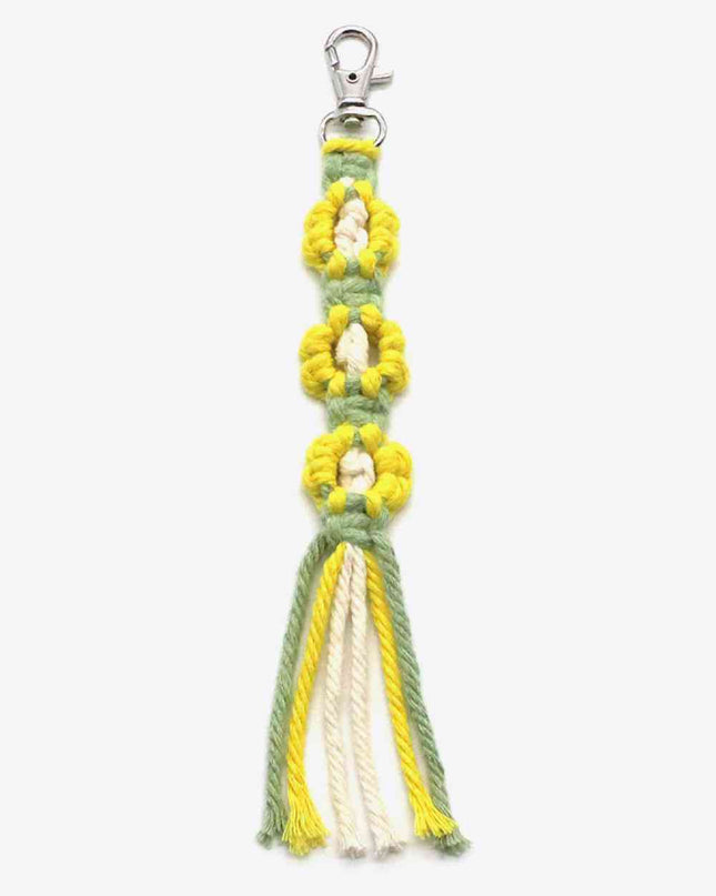Assorted 4-Pack Hand-Woven Flower Keychain