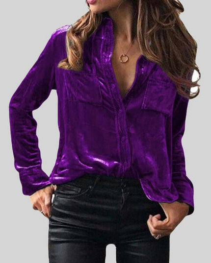 Button Up Collared Shirt with Breast Pockets