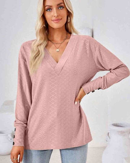V-Neck Long Sleeve Blouse
