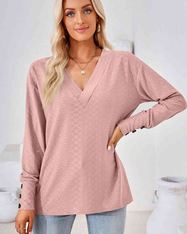 V-Neck Long Sleeve Blouse