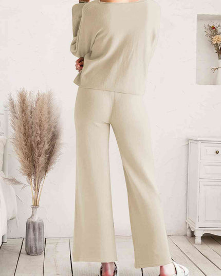 Long Sleeve Lounge Top and Drawstring Pants Set