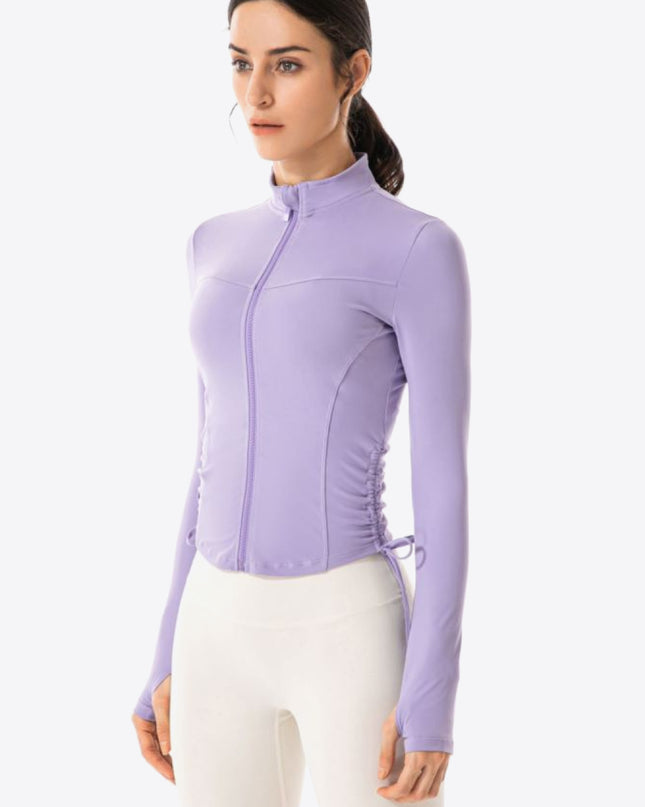 Side Drawstring Zip-Up Sports Jacket