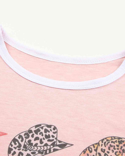 Graphic Tee and Drawstring Shorts Loungewear Set
