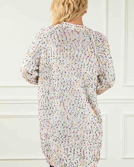 Heathered Open Front Long Sleeve Cardigan