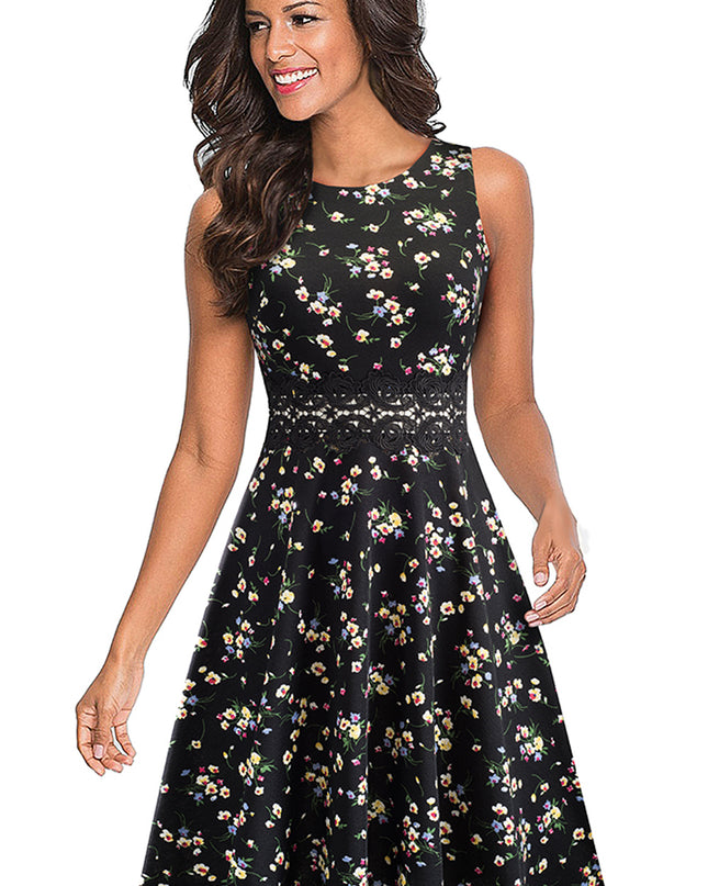 Printed Smocked Waist Sleeveless Dress