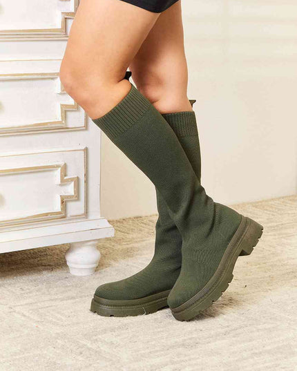 WILD DIVA Footwear Knee High Platform Sock Boots