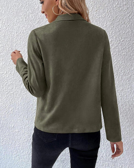 Collared Neck Long Sleeve Jacket