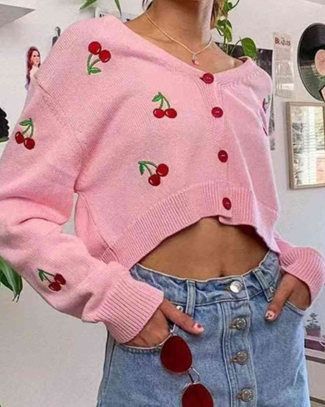 Cherry Button Down Cardigan