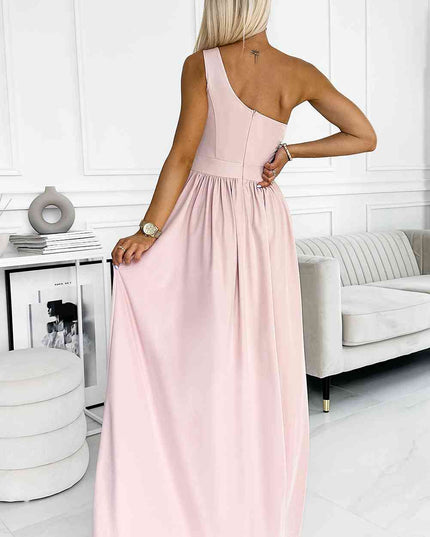 One-Shoulder Slit Maxi Dress