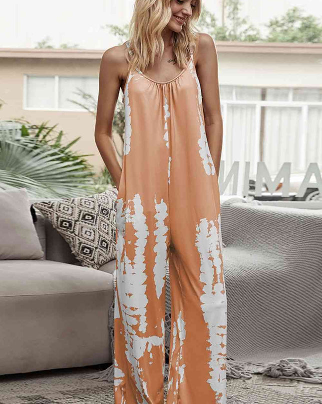 Tie-Dye Spaghetti Strap Jumpsuit with Pockets