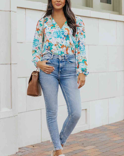 Floral Long Balloon Sleeve Bodysuit